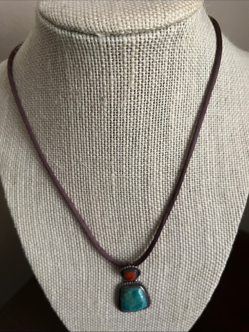 Handcrafted Turquoise Pendant Necklace with Coral Accent - Women's Jewelry